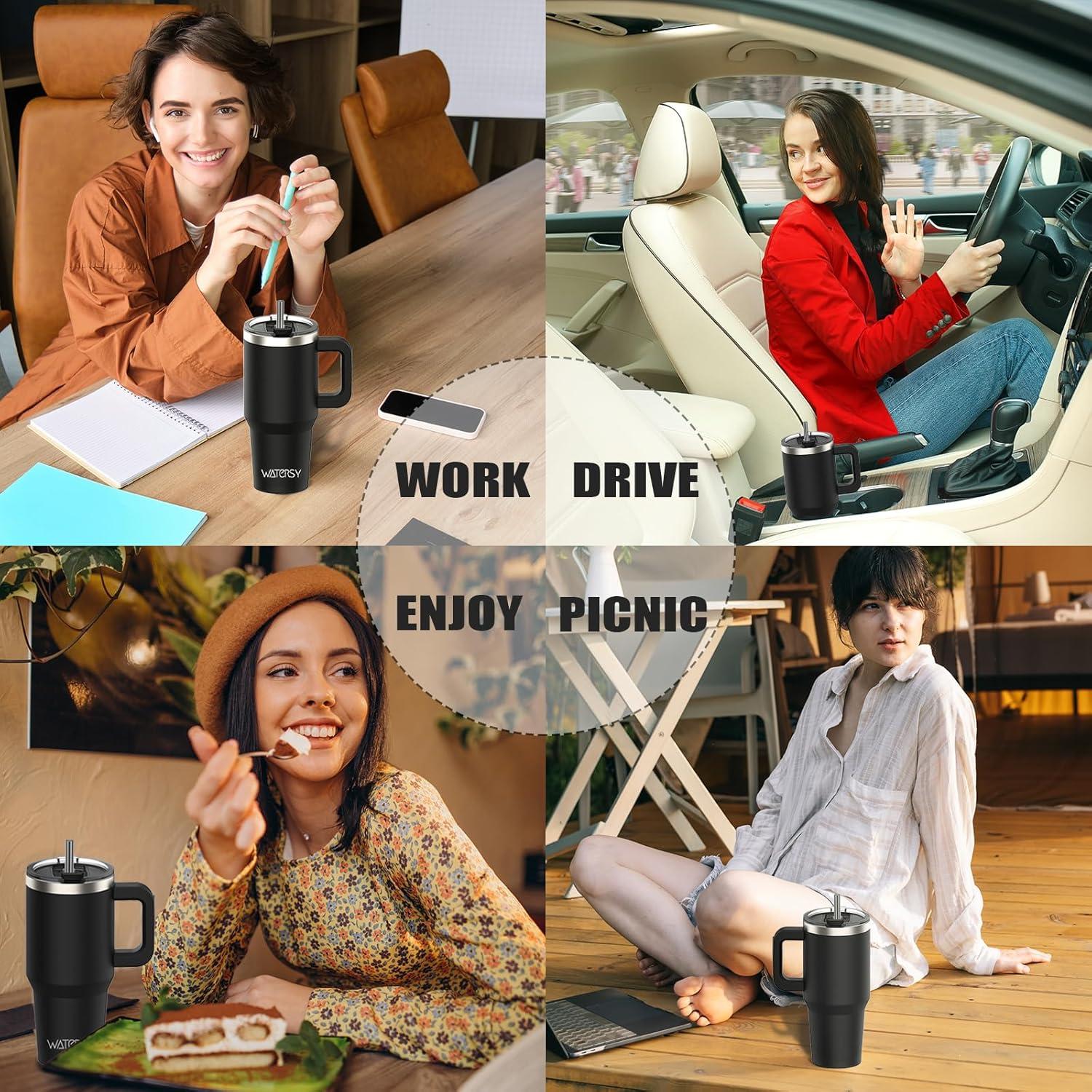 30oz Thermobecher Kaffeebecher Edelstahl Vakuum Auslaufsicher Schwarz
