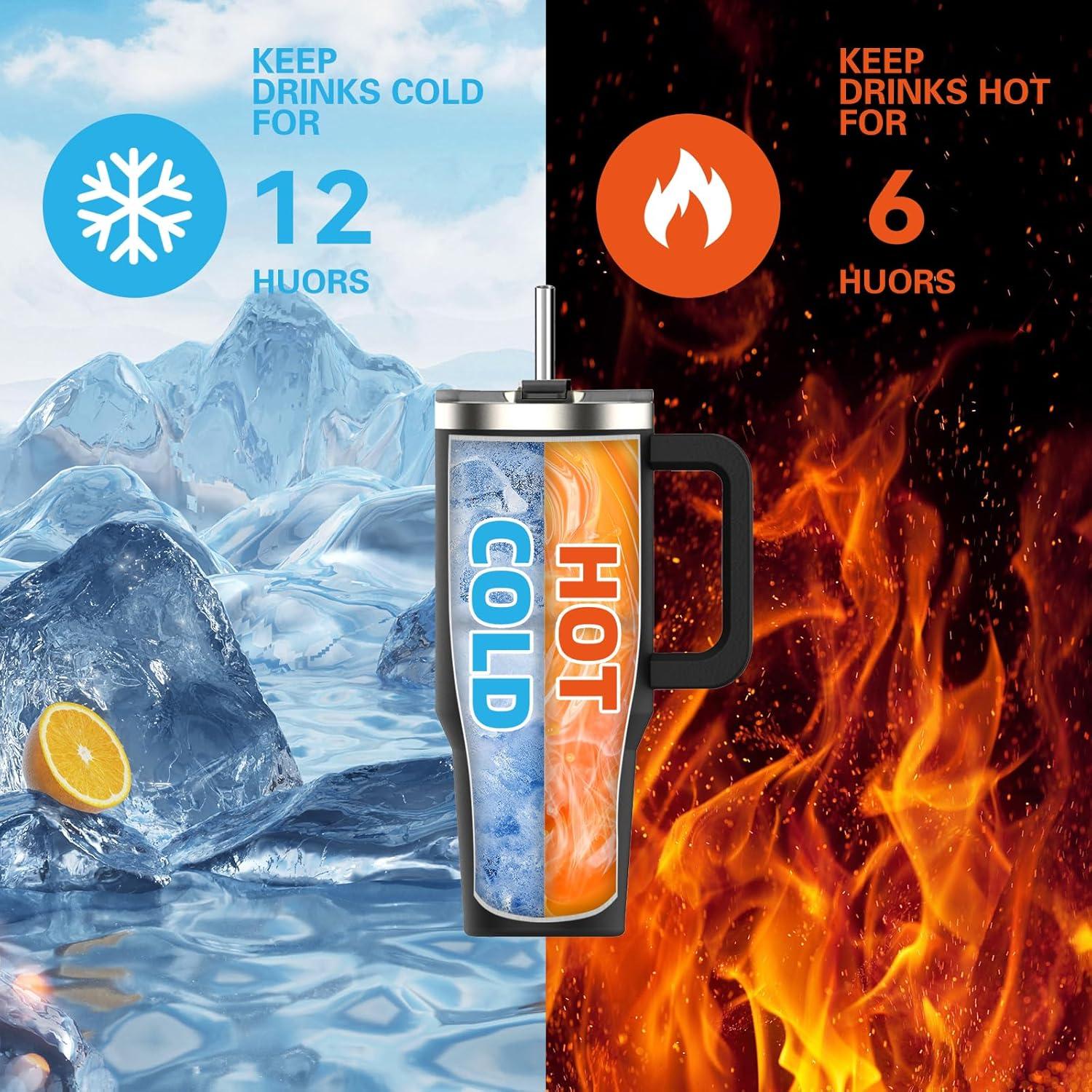 30oz Kaffeebecher to Go Thermobecher Edelstahl Vakuum Trinkbecher Strohhalm Schwarz