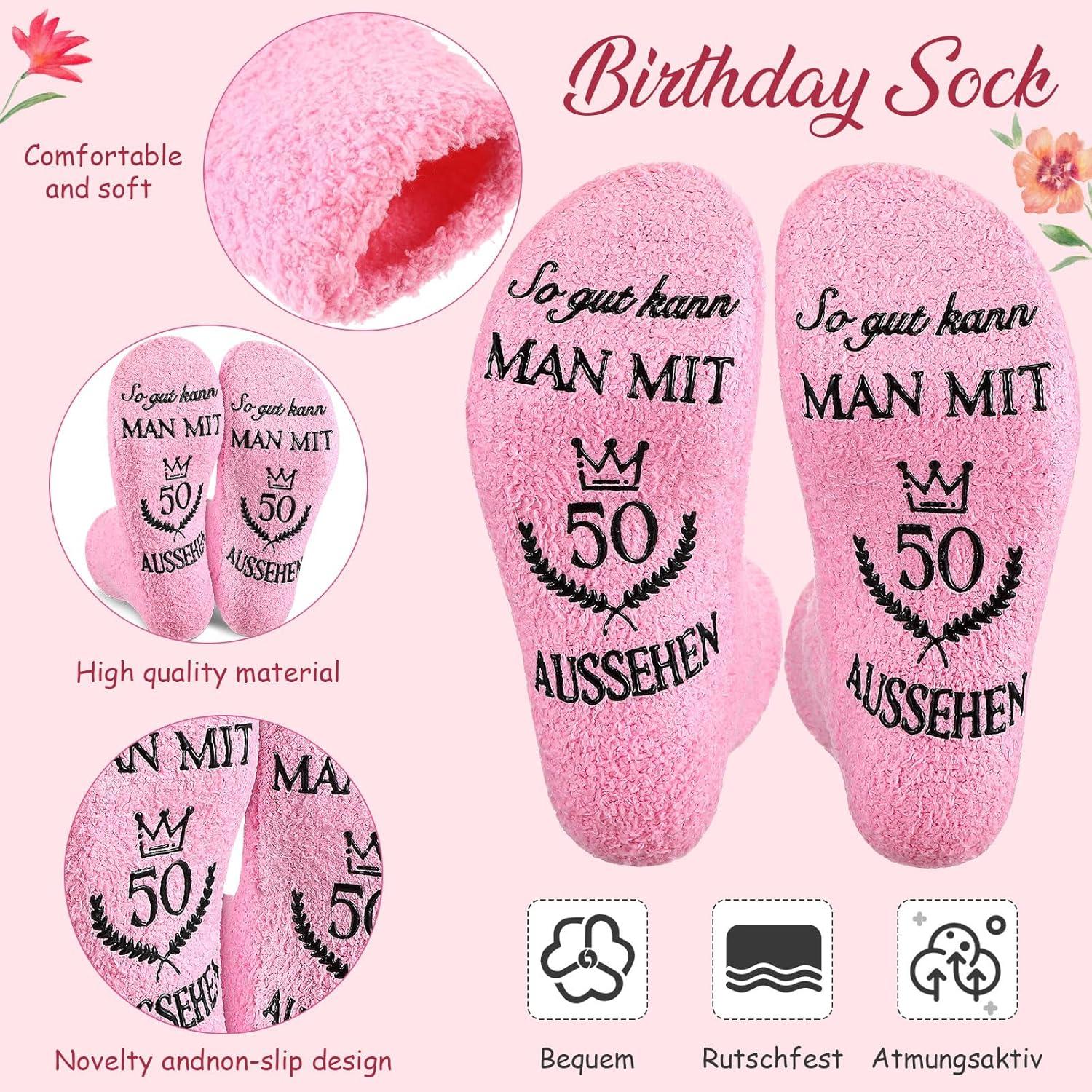 Geburtstagsgeschenk für Frauen: Kosmetiktasche, Socken & Schlüsselanhänger (50