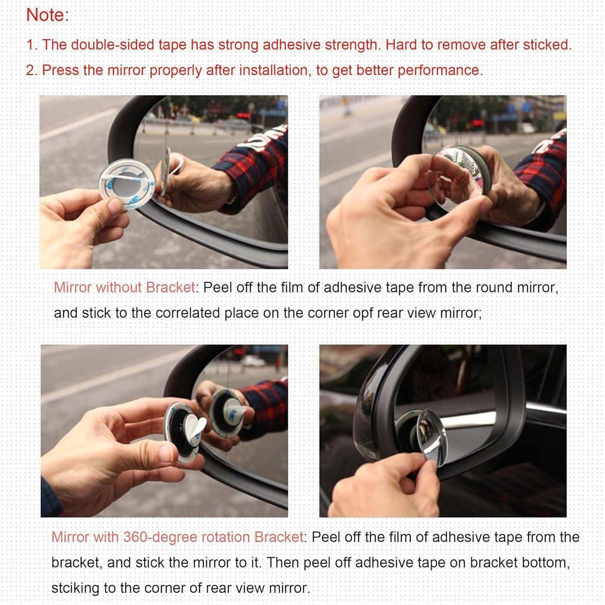Echtglas Toterwinkelspiegel Auto 360° Rund