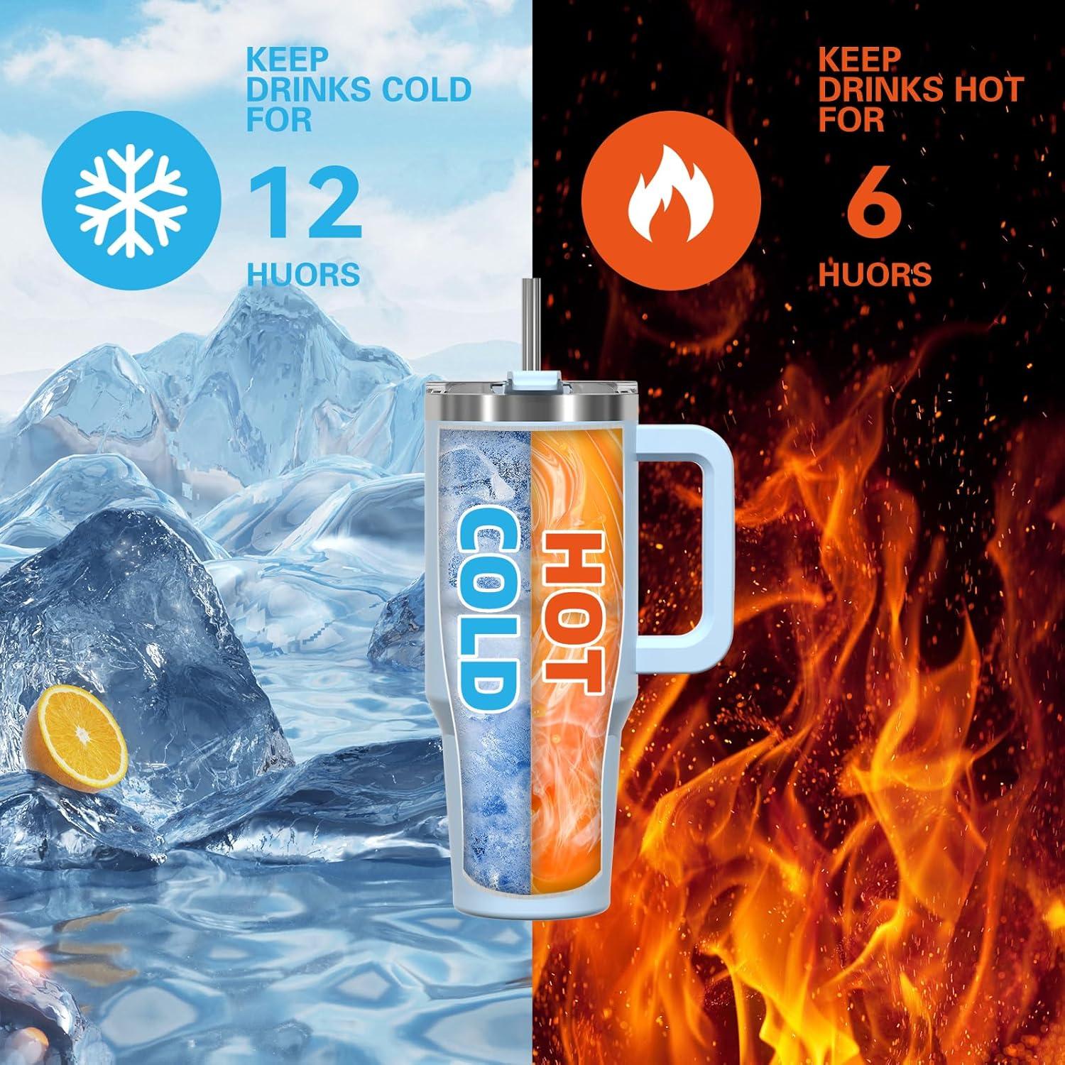 Thermobecher Blau Doppelwandiger Edelstahl Trinkbecher 891 ml