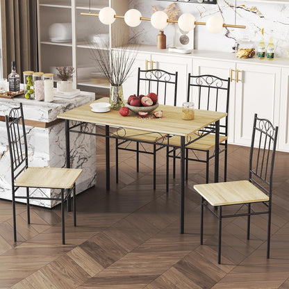 Esszimmer Set 4 Personen | Industrieller Esstisch mit Stühlen