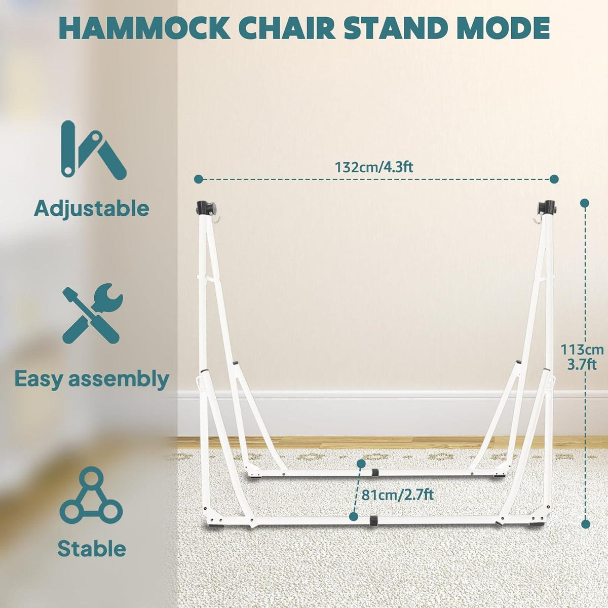 Hängematten & Hängesessel Gestell Set Beige 2-in-1 Tragbar