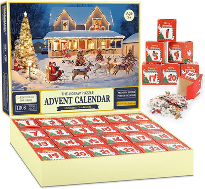 Adventskalender Puzzle 1008 Teile Weihnachtsboxen-Spielzeug
