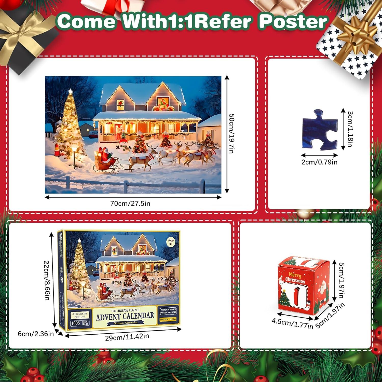 Adventskalender Puzzle Weihnachts-Countdown 1008 Teile 24 Boxen Kinder