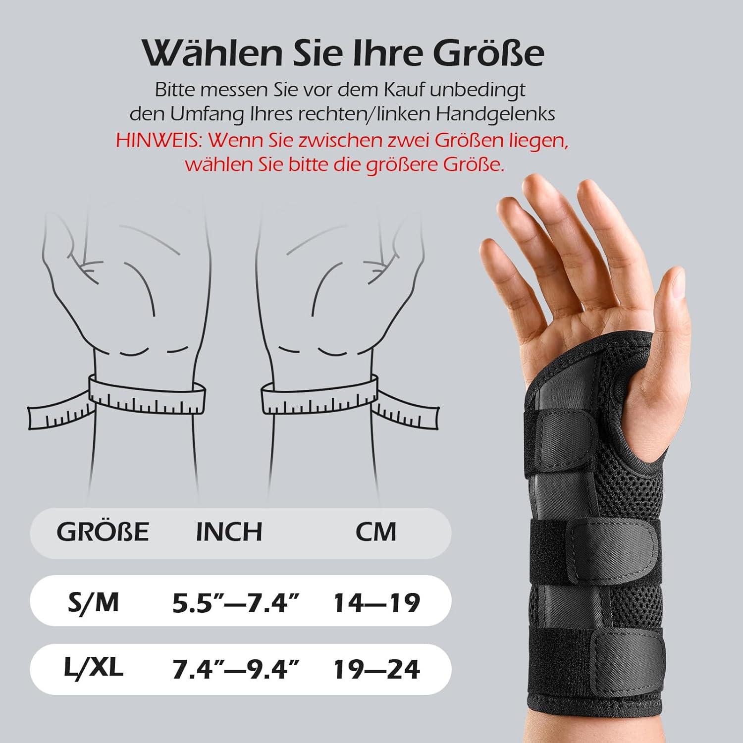 Arzt genehmigte Handgelenkschiene mit 3 Schienen, Einstellbare