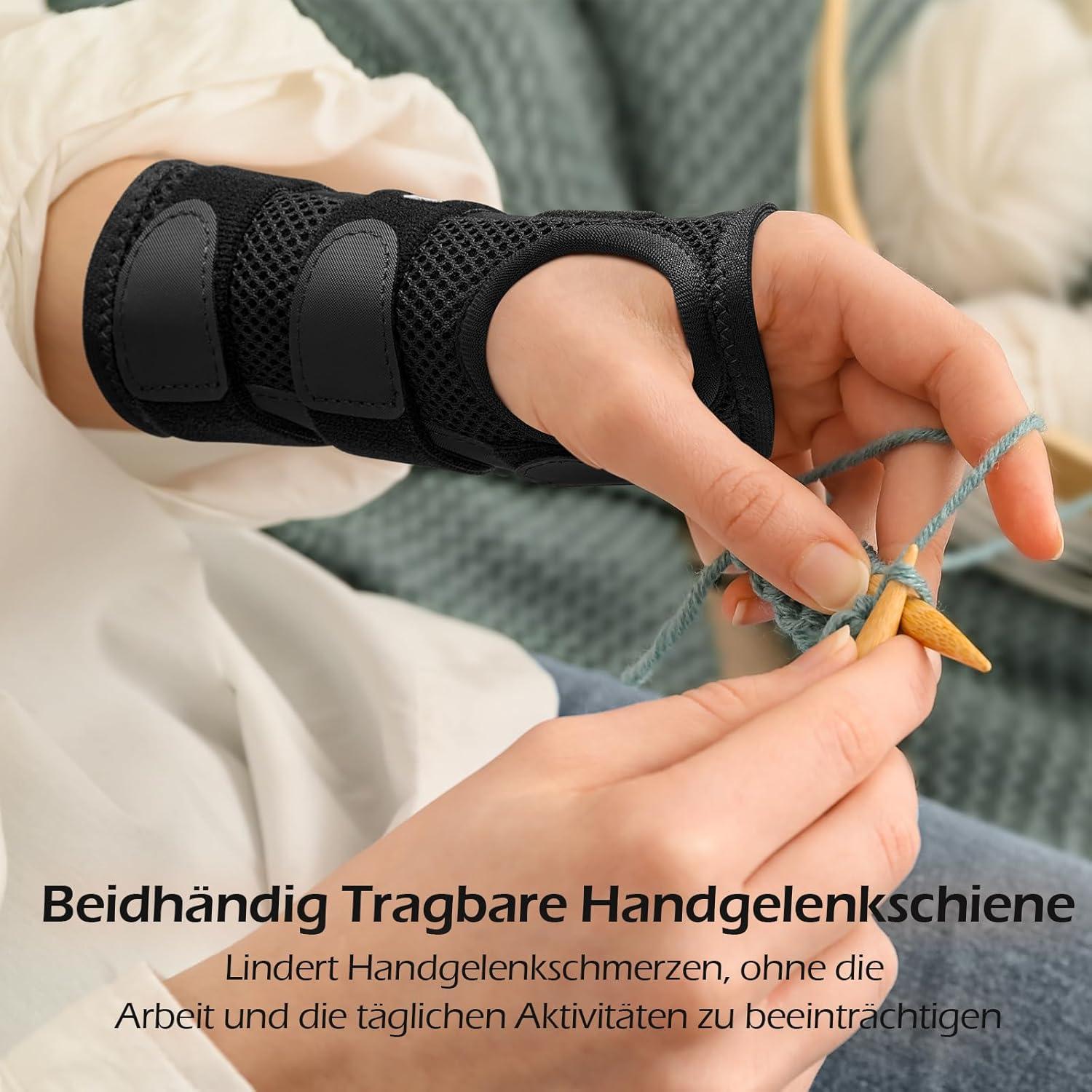 FREETOO Arzt Genehmigte Handgelenkstütze mit 3 Schienen, Einstellbar S/M Grau