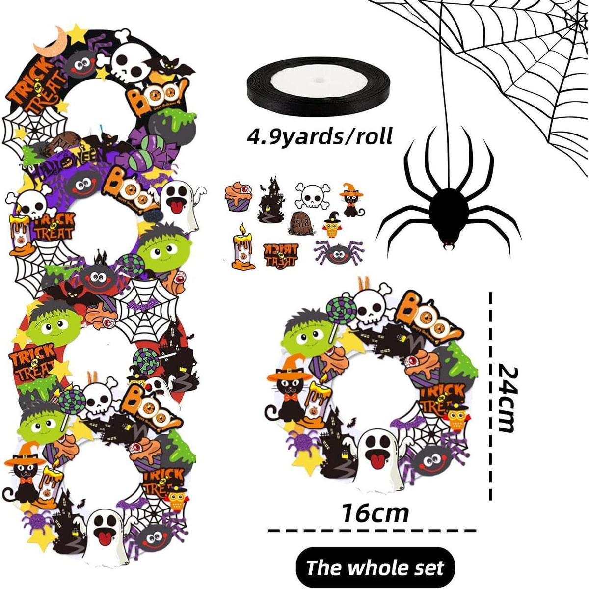 Halloween Kränze Bastelset für Kinder – 8er Set DIY Deko
