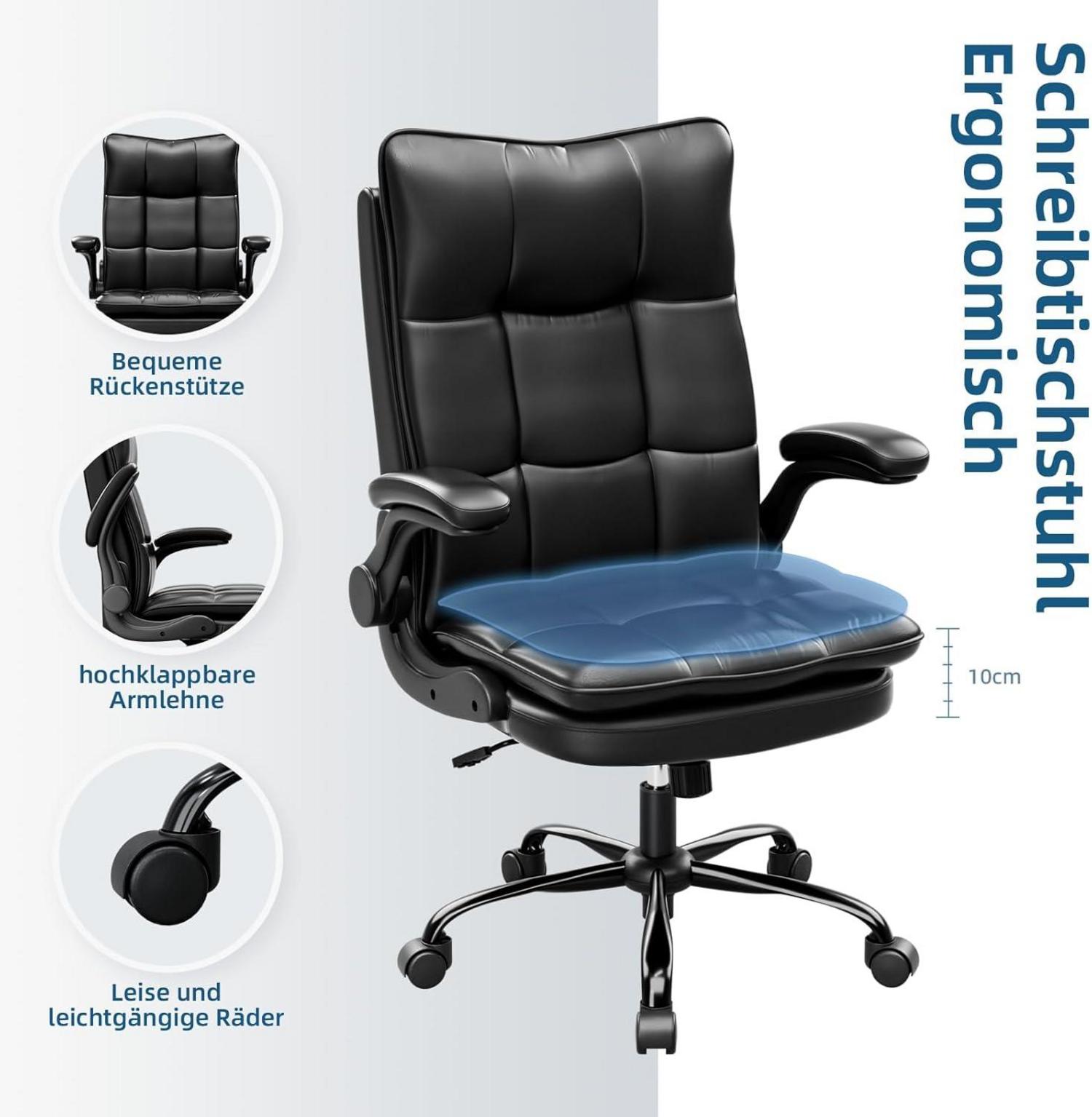 Ergonomischer Chefsessel mit Wippfunktion und höhenverstellbar
