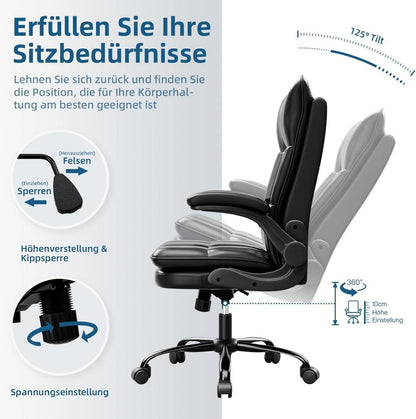 Ergonomischer Chefsessel mit Wippfunktion und höhenverstellbar