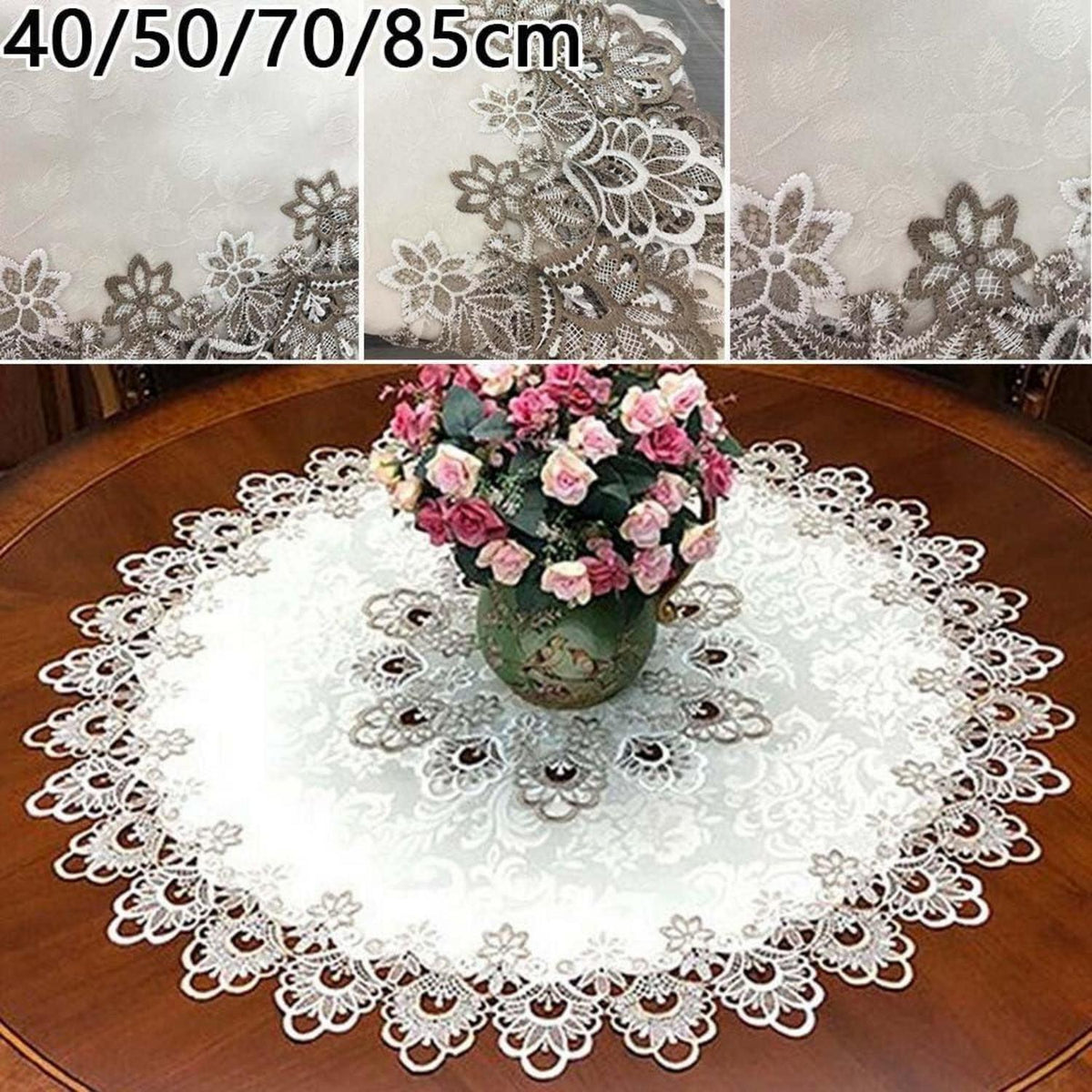 Runde Tischdecke Spitze Blumenmuster 70cm – Elegant & Pflegeleicht