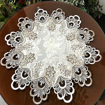 Runde Tischdecke Spitze Blumenmuster 70cm – Elegant & Pflegeleicht