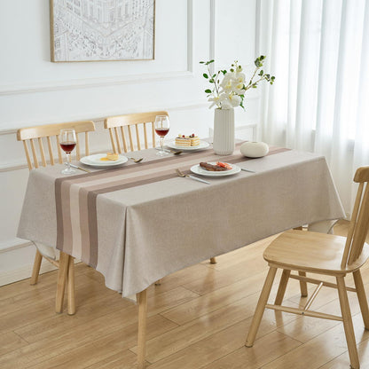 Abwaschbare Tischdecke Rechteckig 100x140 cm – Leinenoptik Weiß/Beige