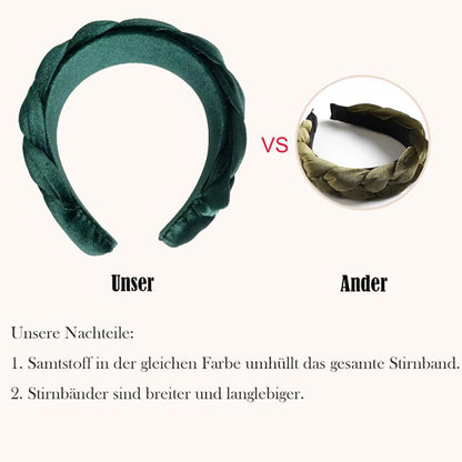 Samt Geflochtenes Damen Trachten Stirnband Vintage Haarreif Green