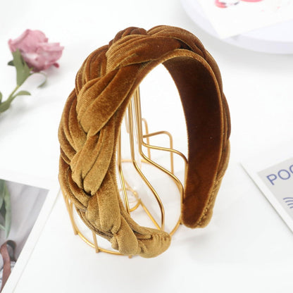 DRESHOW Samt Geflochtenes Stirnband Damen Orange Vintage Haarband