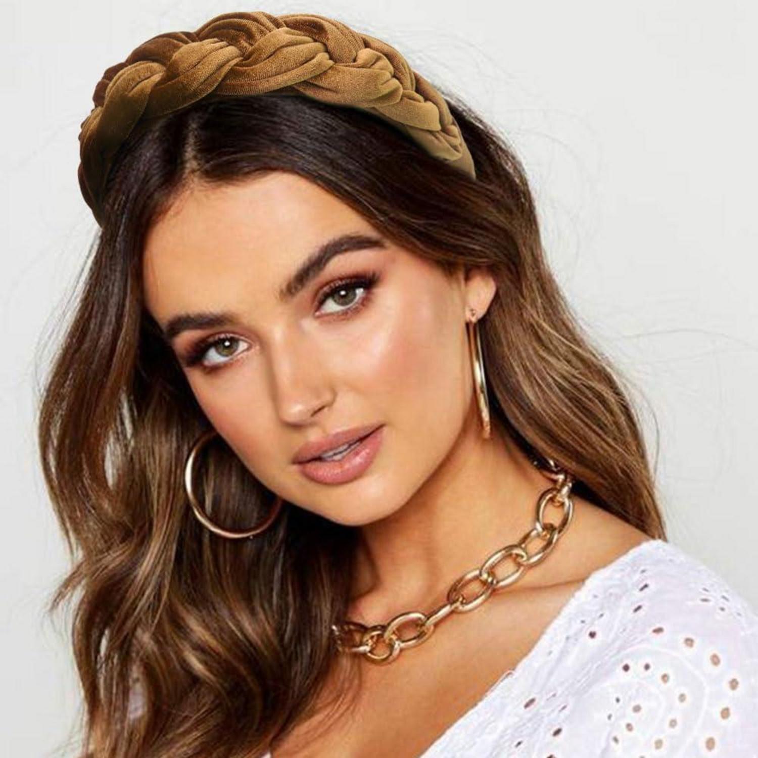 Samt Geflochtenes Stirnband Damen Trachten Vintage Haarreif Orange