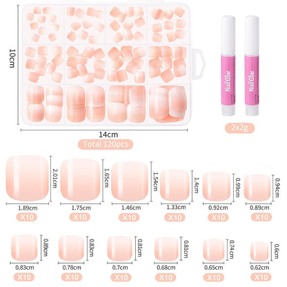 Rosa Farbverlauf Fußnägel zum Kleben – 120 Stück Press On Nails