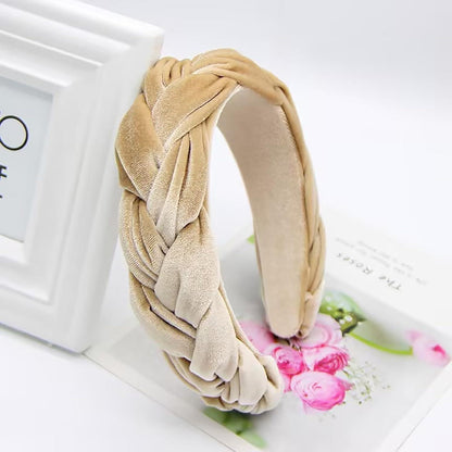 Samt Geflochtenes Vintage Breites Stirnband für Damen - 1 Pc