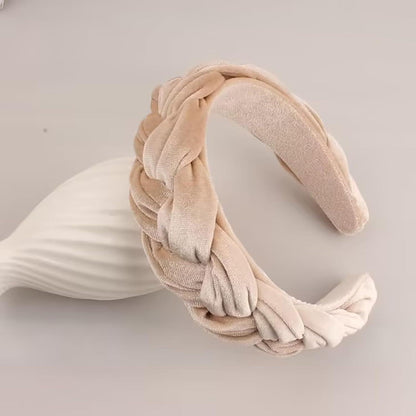 Geflochtenes Samt Stirnband Damen Tracht Haarreif Vintage Mode 1 PC Haarband Beige
