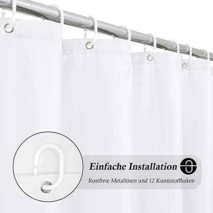 Überlänge Duschvorhang 180x240 cm Weiß Textil Anti-Schimmel