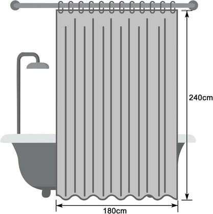 Duschvorhang 180x240 cm Weiß Wasserdicht Textil Stoff Anti-Schimmel waschbar