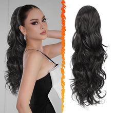 Lockiger 50cm Schwarz Braun Pferdeschwanz Extension - Kordelzug