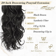 Schwarze braune Locken Pferdeschwanz Extensions 50cm