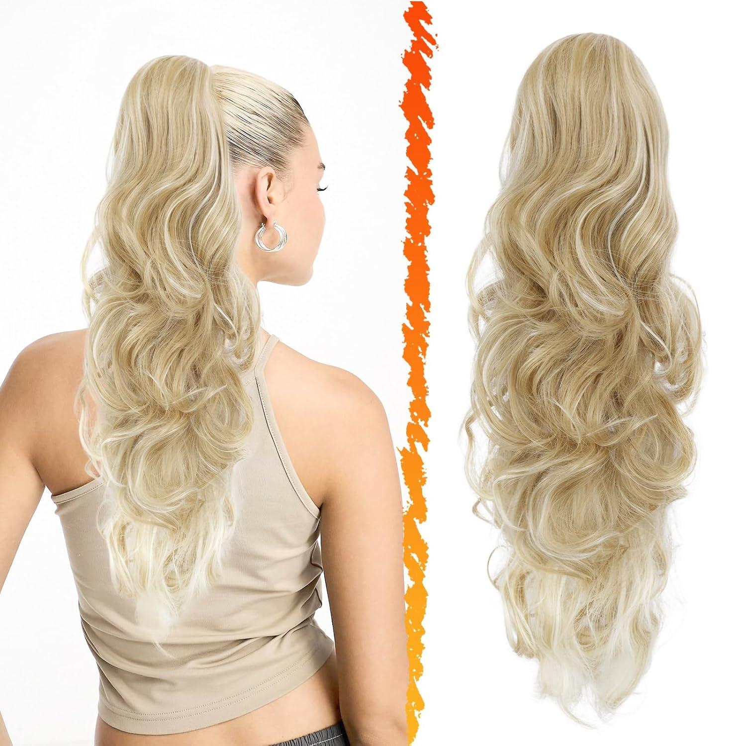 Lockiger 50cm blond Pferdeschwanz Extension mit Kordelzug