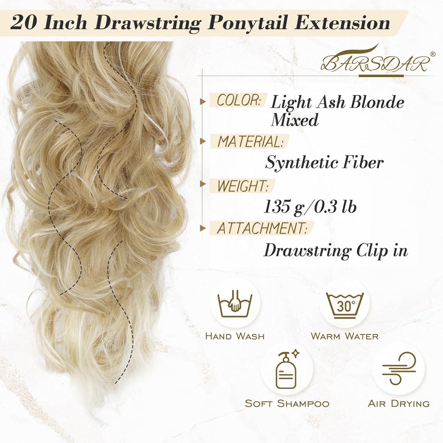 Blonde Lockige 50cm Pferdeschwanz Extension mit Kordelzug