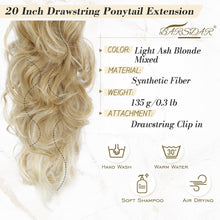 Blonde Lockige 50cm Pferdeschwanz Extension mit Kordelzug