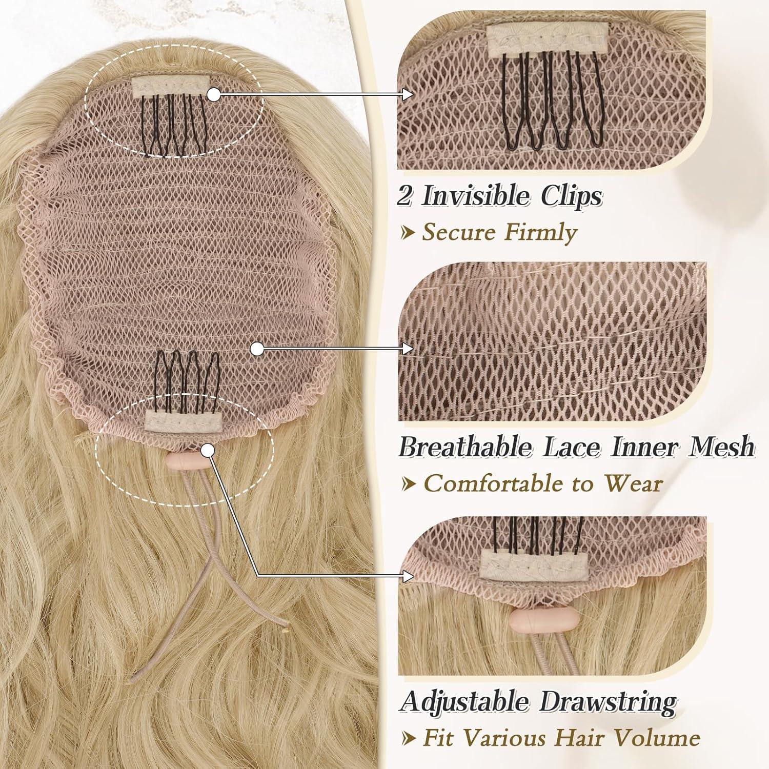 Lockiger 50cm blond Pferdeschwanz Extension mit Kordelzug