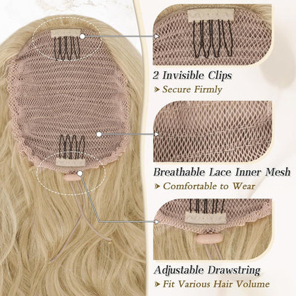 Lockiger 50cm blond Pferdeschwanz Extension mit Kordelzug