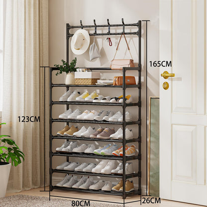 Schuhregal Schwarz Metall 7-Tier Schuh Organizer 80x26x165cm