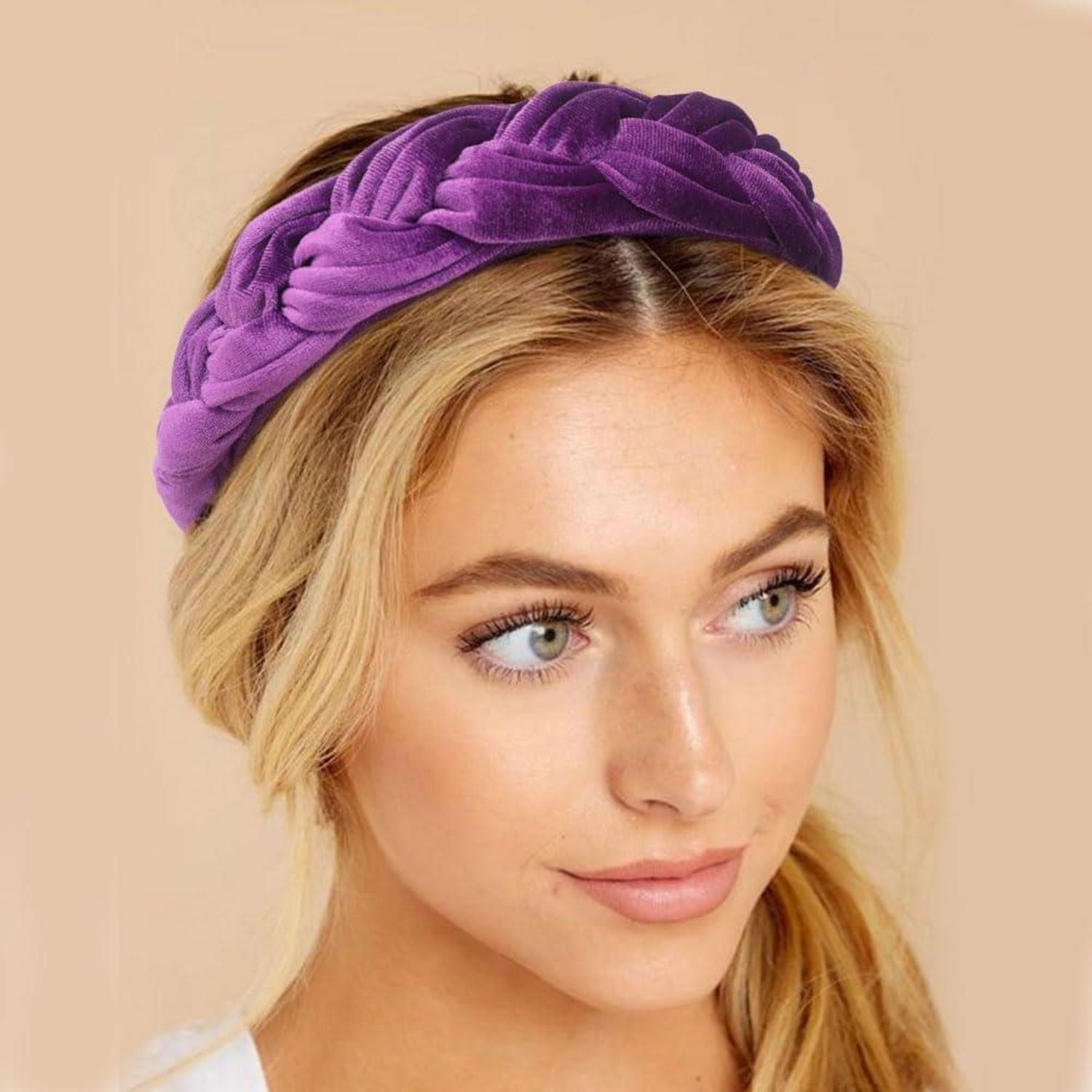 Samt Geflochtenes Stirnband Vintage Haarreif Modeschmuck - Lila 1