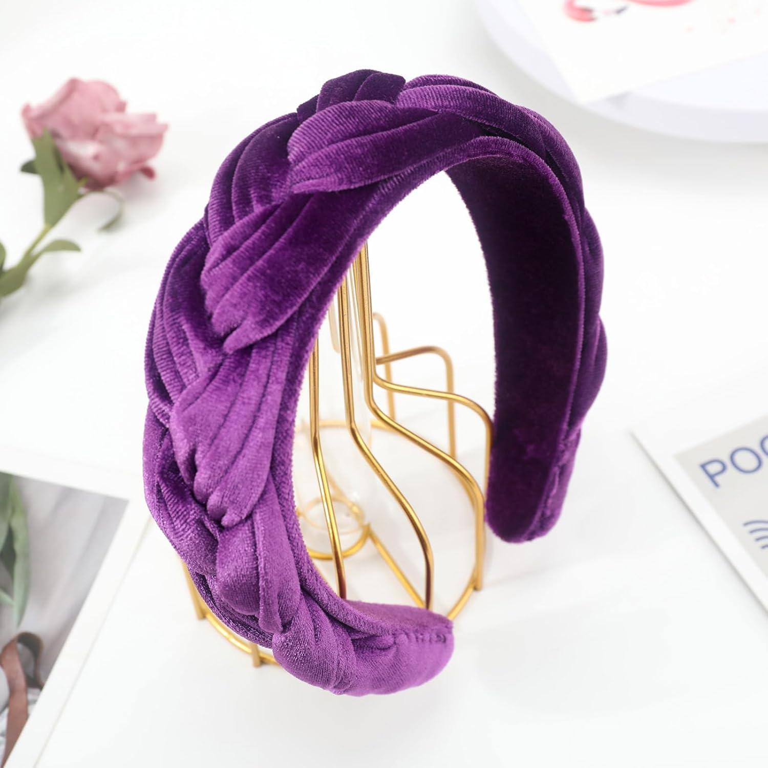 DRESHOW Samt Geflochtenes Stirnband Damen Trachten Haarreif Breit Vintage Haarband