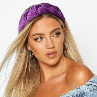 Samt Geflochtenes Stirnband Trachten Vintage Haarreif Damen Purple