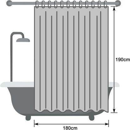 Duschvorhang Weiß 180x190cm Wasserdicht Textil Stoff Antischimmel + 12 Ringe