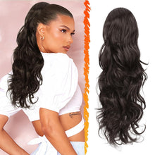 Lockige Ponytail Extension in Dunkelbraun - Synthetikhaar 50cm mit
