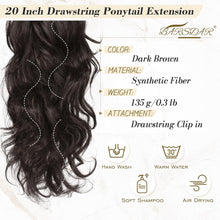 Dunkel Braun Lockige Pferdeschwanz Extensions 50cm Synthetik