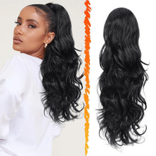 Lockiger Pferdeschwanz Extensions Haarverlängerung Schwarz 50cm mit