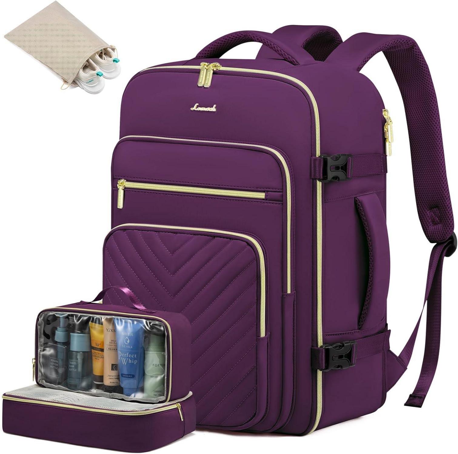 Handgepäck Rucksack Damen 40L Wasserdicht Violett Weekender