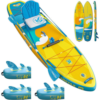 Aufblasbares SUP Board mit Sitz & Zubehör, Gelb