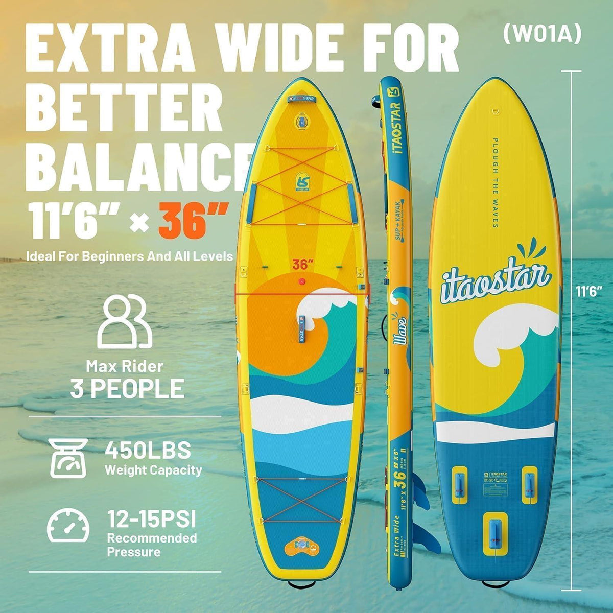 Aufblasbares SUP Board mit Sitz & Zubehör, Gelb