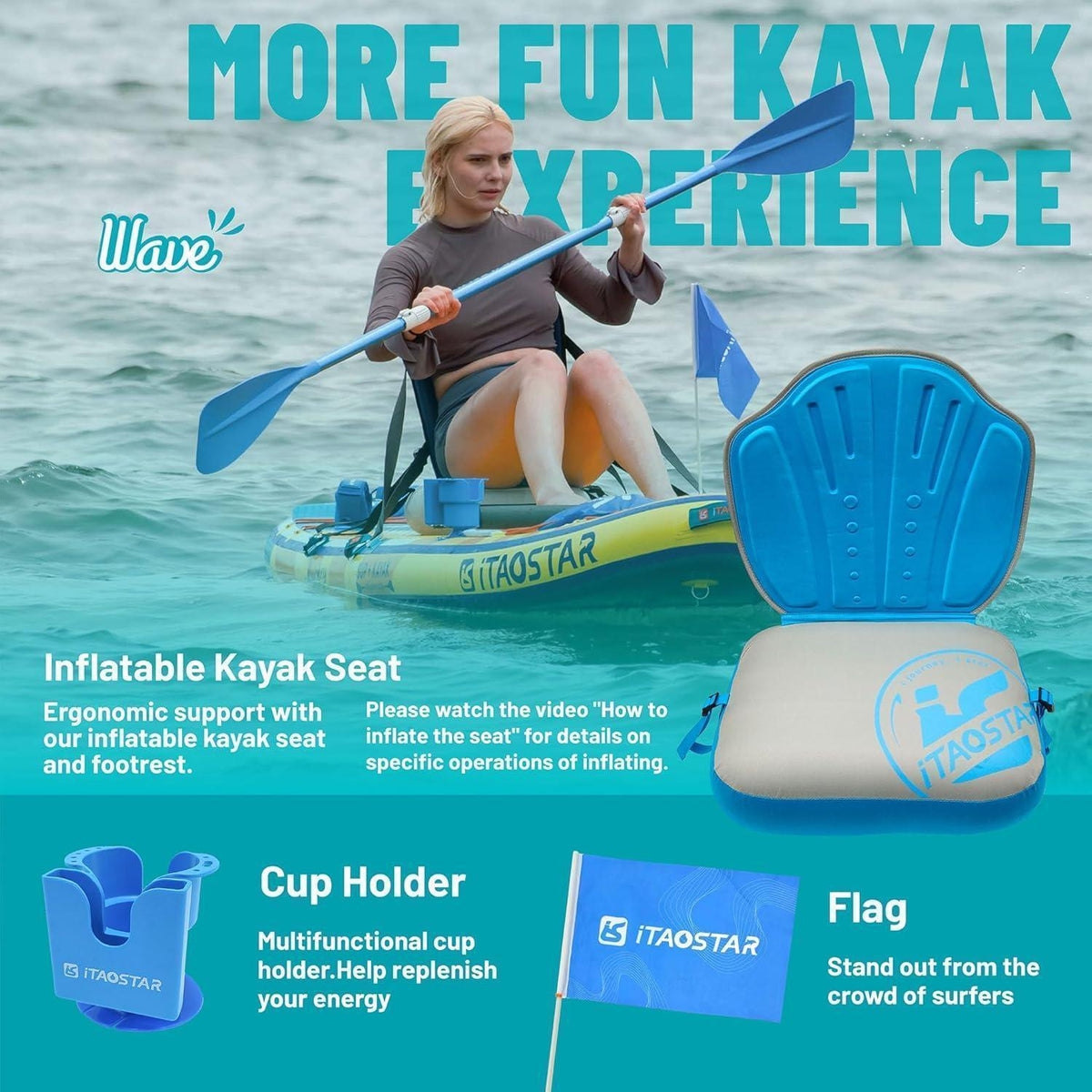 Aufblasbares SUP Board mit Sitz & Zubehör, Gelb
