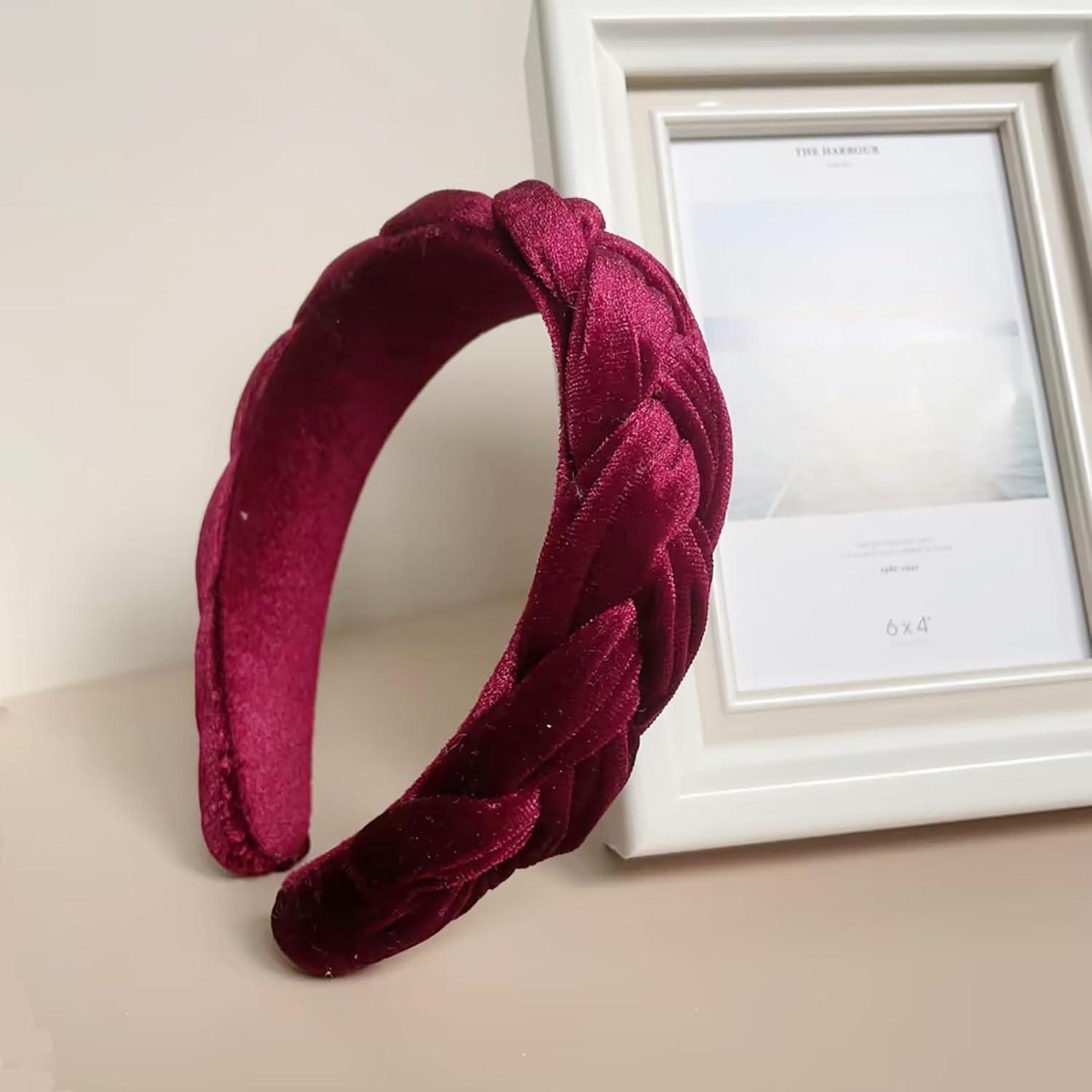Samt Geflochtenes Stirnband Trachten Vintage Haarband Damen Burgundy