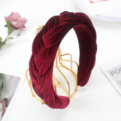 Samt Geflochtenes Stirnband Trachten Vintage Haarreif Burgundy