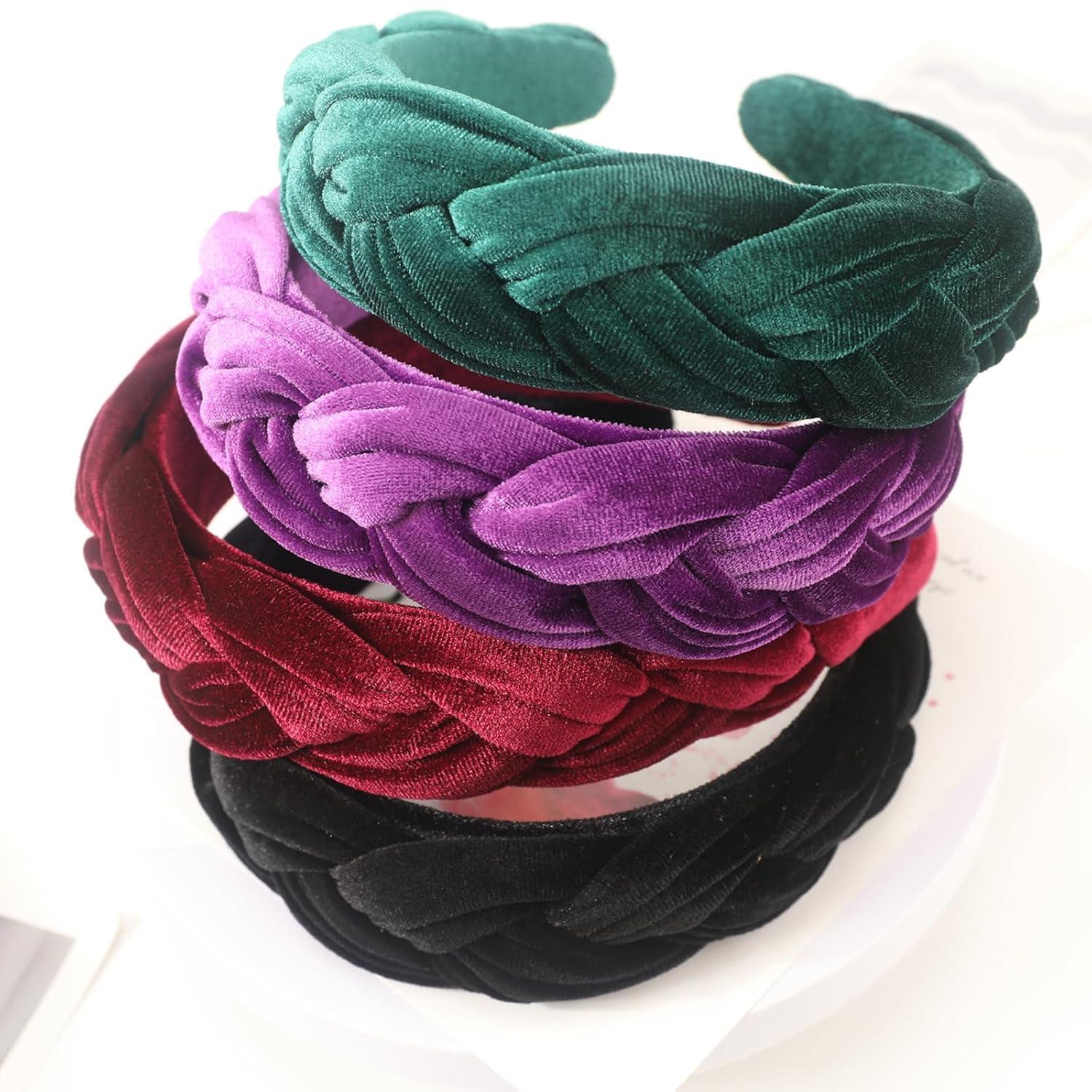 Samt Geflochtenes Stirnband Trachten Vintage Haarreif Damen Haarband 1pc Burgundy
