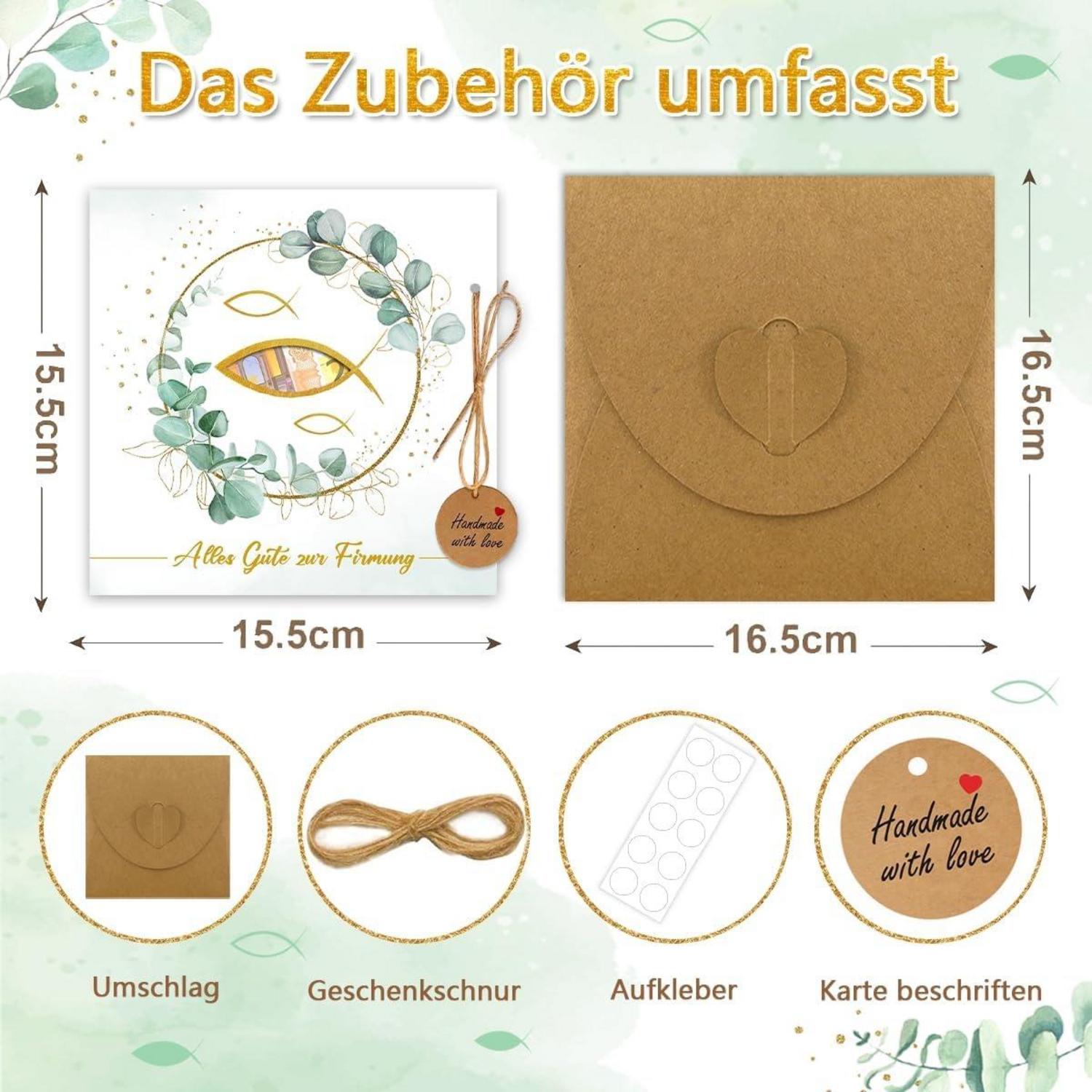 Geldgeschenk zur Firmung DIY Karte mit Umschlag & Aufkleber
