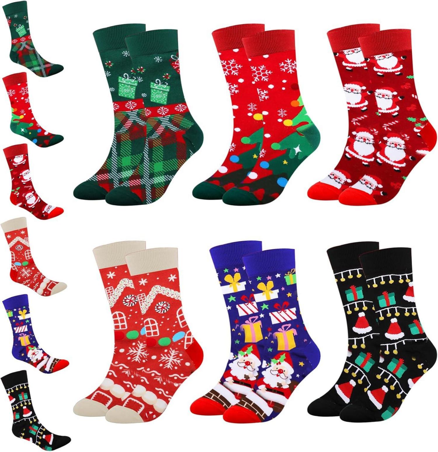 Weihnachtssocken 6 Paar Baumwolle lustige Christmas Socks