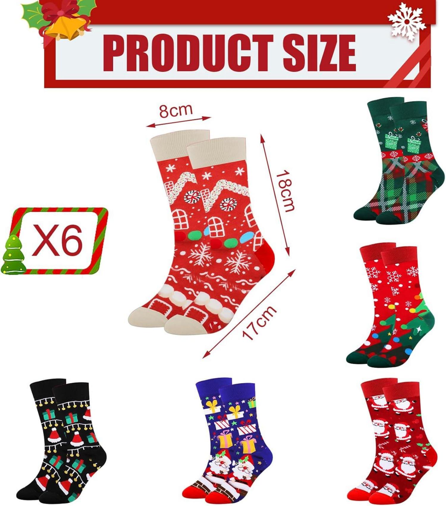 6 Paar Neue Weihnachtssocken Baumwolle bunt Damen Herren